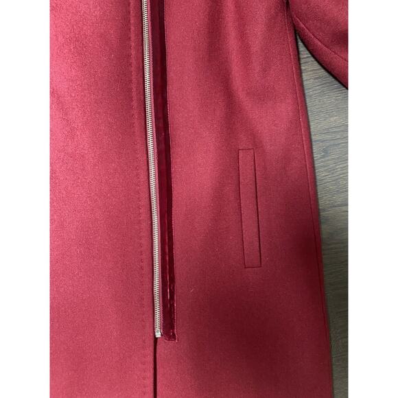 BCBG MaxAzria Burgundy Red Wool Coat Boho Retro Lady Victorian Babydoll  ~M - Picture 4 of 6